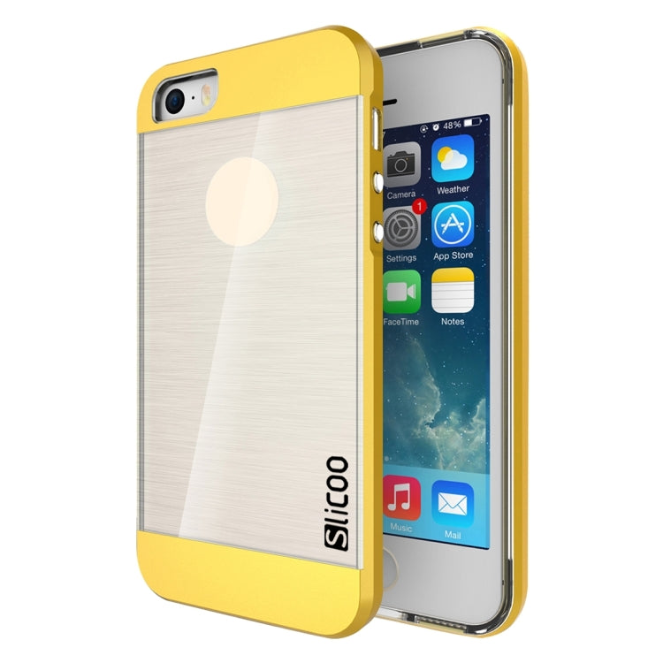 SLiCOO Concise Fashion Separable Brushed Texture Transparent TPU + Electroplating PC Combination Case for iPhone 5 & 5s & SE