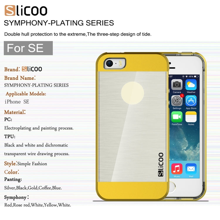 SLiCOO Concise Fashion Separable Brushed Texture Transparent TPU + Electroplating PC Combination Case for iPhone 5 & 5s & SE