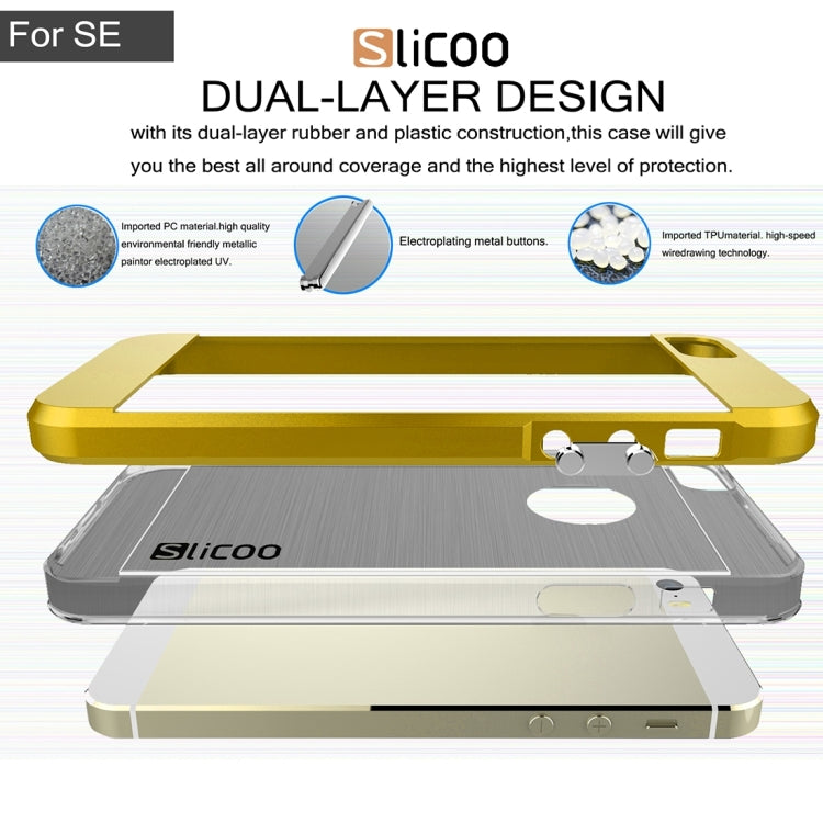 SLiCOO Concise Fashion Separable Brushed Texture Transparent TPU + Electroplating PC Combination Case for iPhone 5 & 5s & SE
