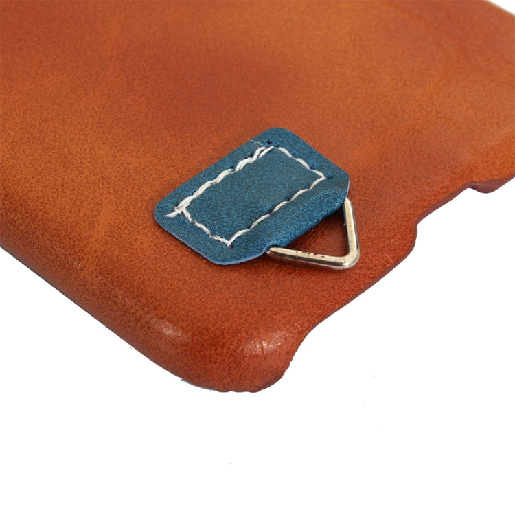 For iPhone X / XS PC + Leather Paste Contrast Color Protective Back Cover Case with Card Slot & Sling(Blue)