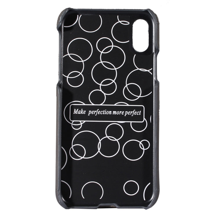 For iPhone X / XS PC + Leather Paste Pressed Flowers Texture Protective Back Cover Case with Card Slot & Sling (Grey)