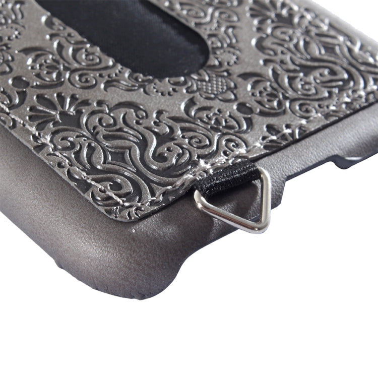 For iPhone X / XS PC + Leather Paste Pressed Flowers Texture Protective Back Cover Case with Card Slot & Sling (Grey)