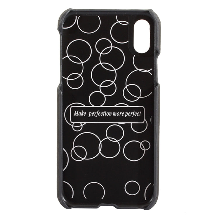 For iPhone X / XS PC + Leather Paste Crystal Texture Protective Back Cover Case with Card Slot & Sling