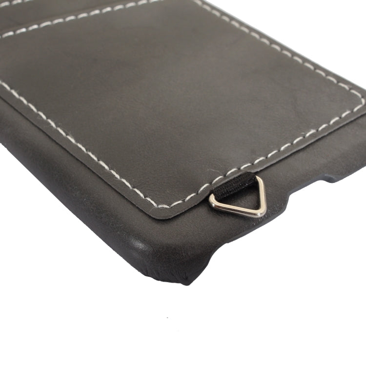 For iPhone X / XS PC + Leather Paste Crystal Texture Protective Back Cover Case with Card Slot & Sling