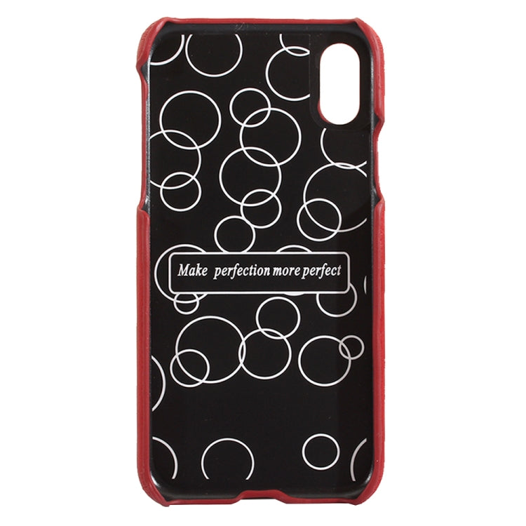 For iPhone X / XS PC + Leather Paste Crystal Texture Protective Back Cover Case with Card Slot & Sling