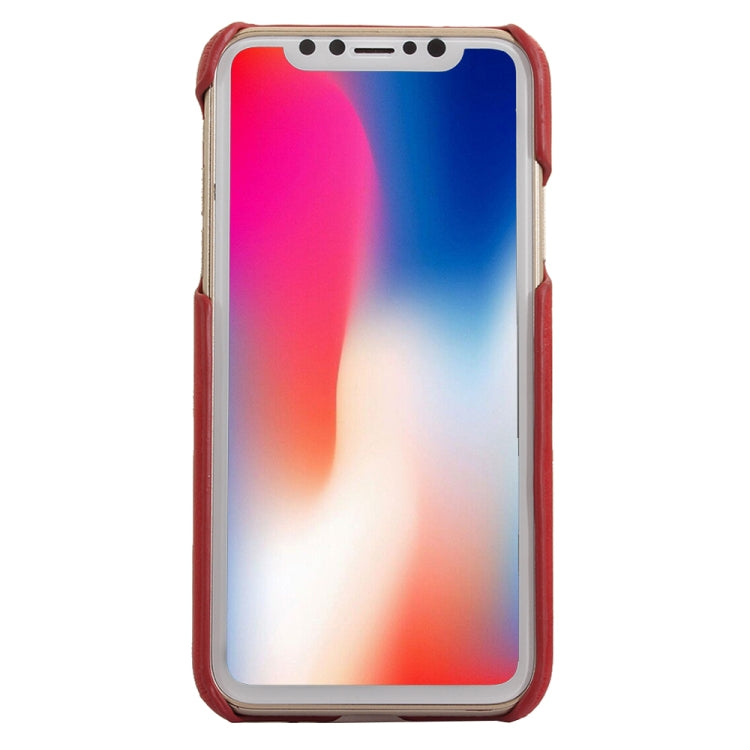 For iPhone X / XS PC + Leather Paste Crystal Texture Protective Back Cover Case with Card Slot & Sling