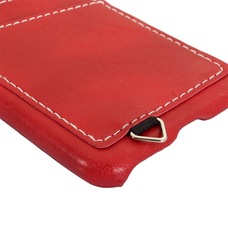 For iPhone X / XS PC + Leather Paste Crystal Texture Protective Back Cover Case with Card Slot & Sling