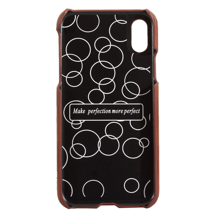 For iPhone X / XS PC + Leather Paste Crystal Texture Protective Back Cover Case with Card Slot & Sling