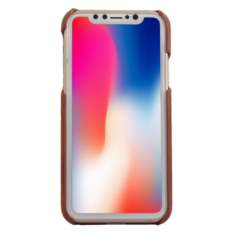 For iPhone X / XS PC + Leather Paste Crystal Texture Protective Back Cover Case with Card Slot & Sling