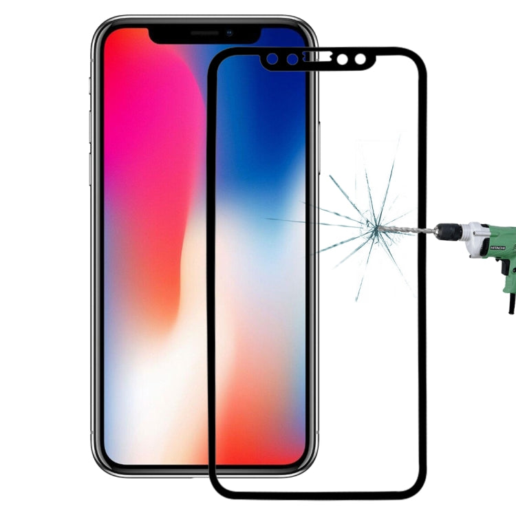 For iPhone X 0.26mm 9H Surface Hardness 3D Explosion-proof Full Screen Carbon Fiber Soft Edges Tempered Glass Screen Film