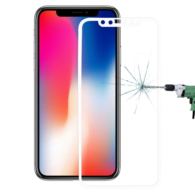 For iPhone X 0.26mm 9H Surface Hardness 3D Explosion-proof Full Screen Carbon Fiber Soft Edges Tempered Glass Screen Film