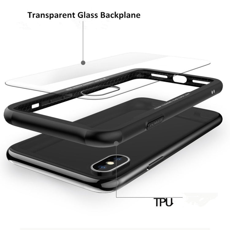 For iPhone X / XS Transparent Glass Protective Case with Support Wireless Charging Function