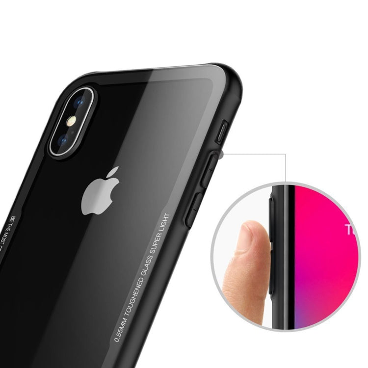 For iPhone X / XS Transparent Glass Protective Case with Support Wireless Charging Function