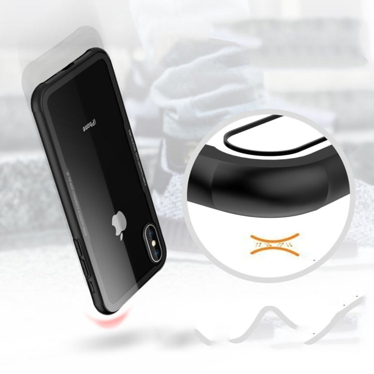For iPhone X / XS Transparent Glass Protective Case with Support Wireless Charging Function