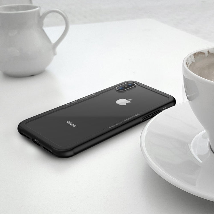 For iPhone X / XS Transparent Glass Protective Case with Support Wireless Charging Function