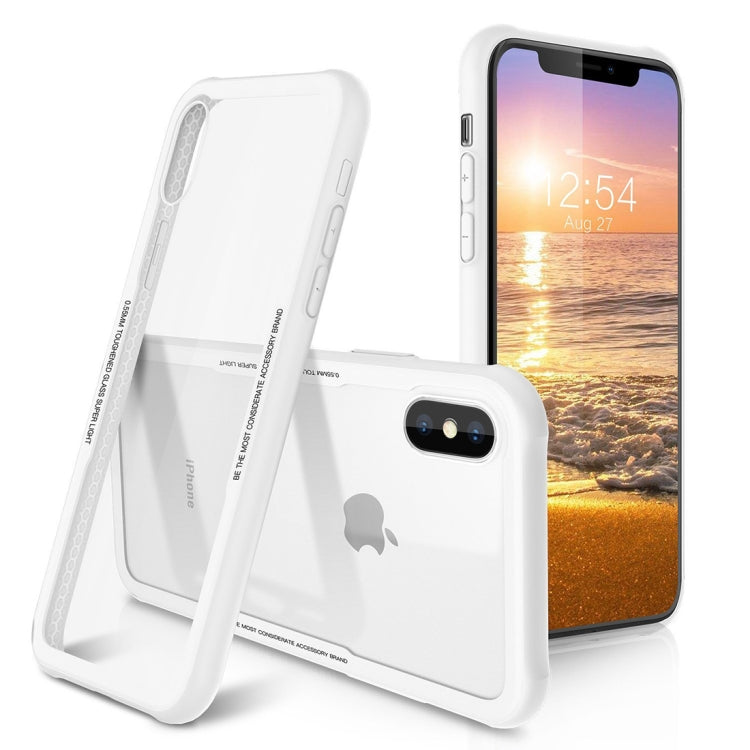 For iPhone X / XS Transparent Glass Protective Case with Support Wireless Charging Function