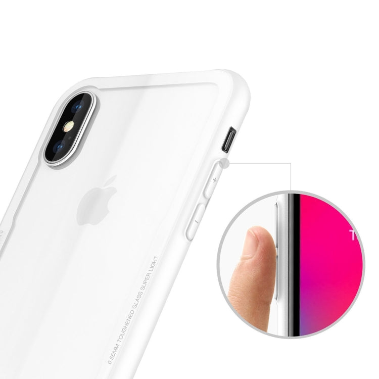 For iPhone X / XS Transparent Glass Protective Case with Support Wireless Charging Function