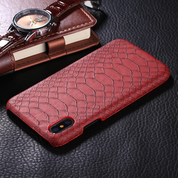 For iPhone X / XS Snake Skin Texture Paste Protective Back Cover Case