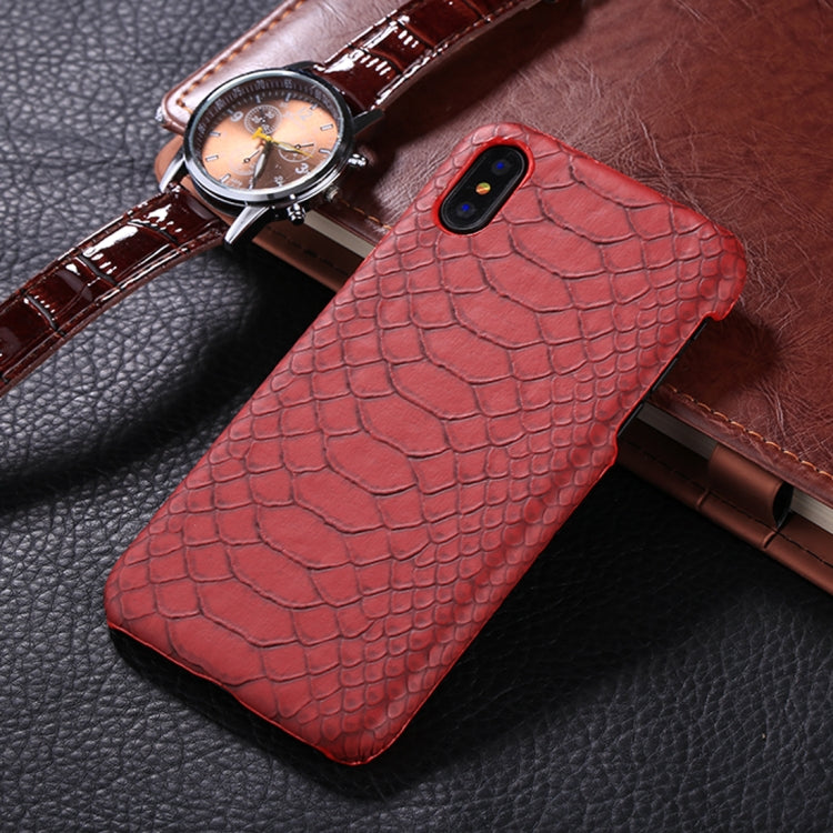 For iPhone X / XS Snake Skin Texture Paste Protective Back Cover Case
