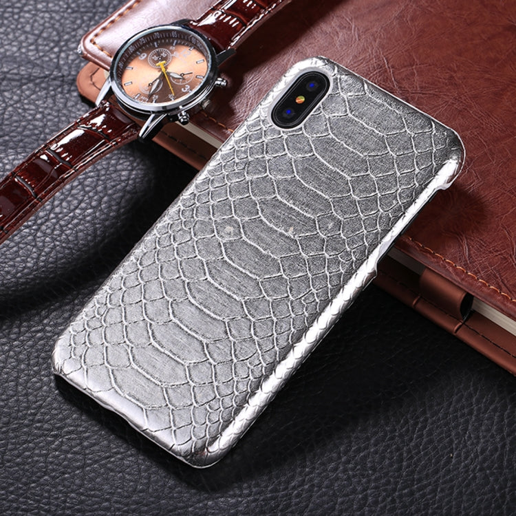 For iPhone X / XS Snake Skin Texture Paste Protective Back Cover Case