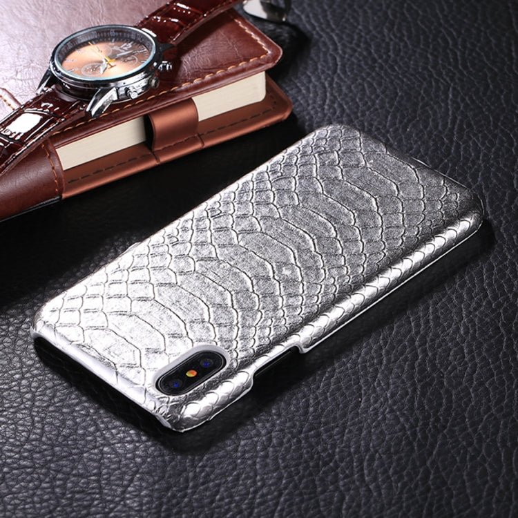 For iPhone X / XS Snake Skin Texture Paste Protective Back Cover Case
