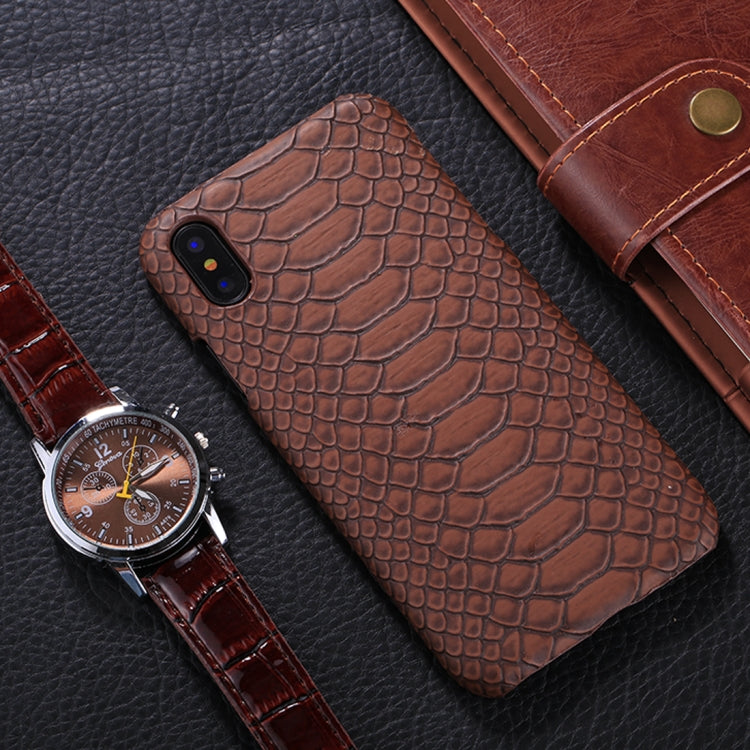 For iPhone X / XS Snake Skin Texture Paste Protective Back Cover Case
