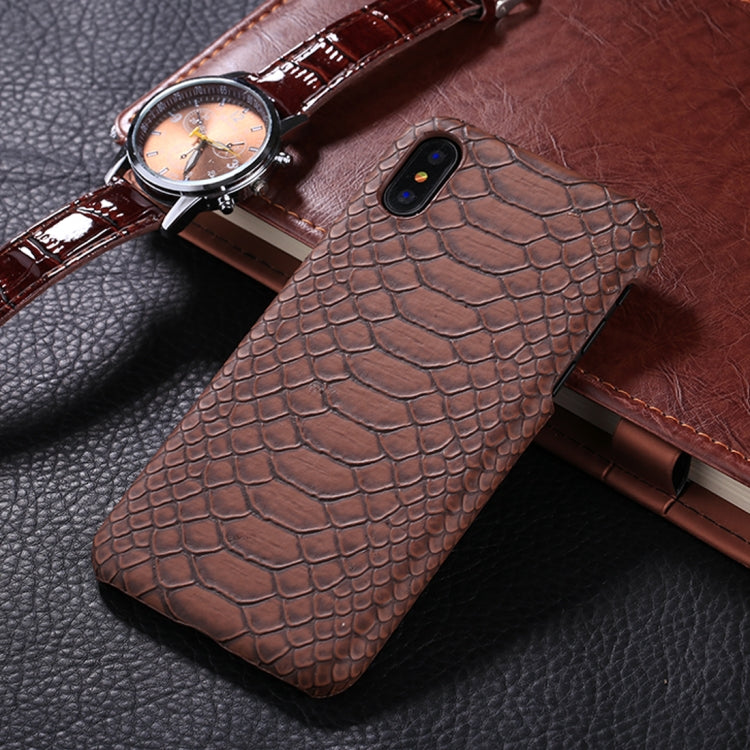 For iPhone X / XS Snake Skin Texture Paste Protective Back Cover Case