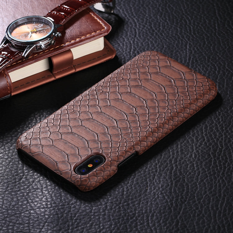 For iPhone X / XS Snake Skin Texture Paste Protective Back Cover Case