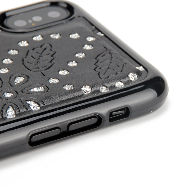 For iPhone X / XS Separable Maple Leaf Flower Litchi Texture Flip Leather Wallet Case with zipper & Card Slot & Photo Frame & Lanyard (Black)