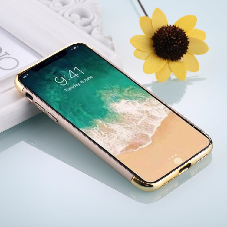 For iPhone X / XS Three Stage Splicing Electroplating Side Protective Back Cover Case