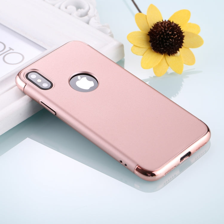For iPhone X / XS Three Stage Splicing Electroplating Side Protective Back Cover Case