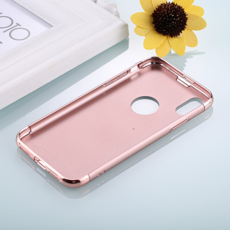 For iPhone X / XS Three Stage Splicing Electroplating Side Protective Back Cover Case
