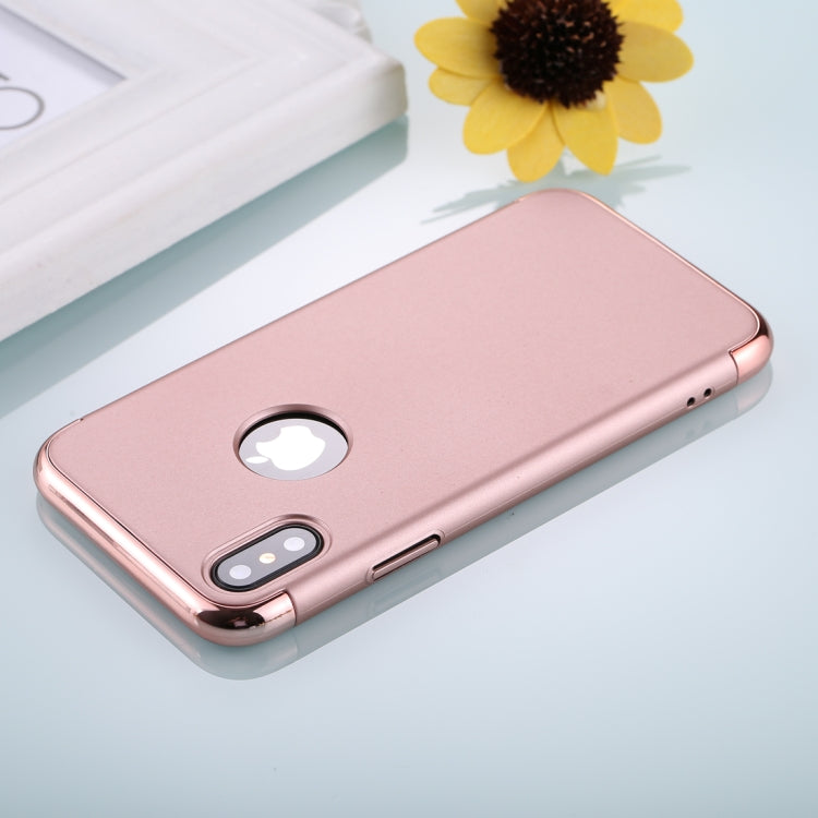 For iPhone X / XS Three Stage Splicing Electroplating Side Protective Back Cover Case