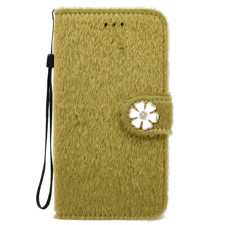 For iPhone X / XS Flowers Diamond Encrusted Horizontal Flip Plush Protective Back Cover with Holder & Card Slots & Wallet & Lanyard
