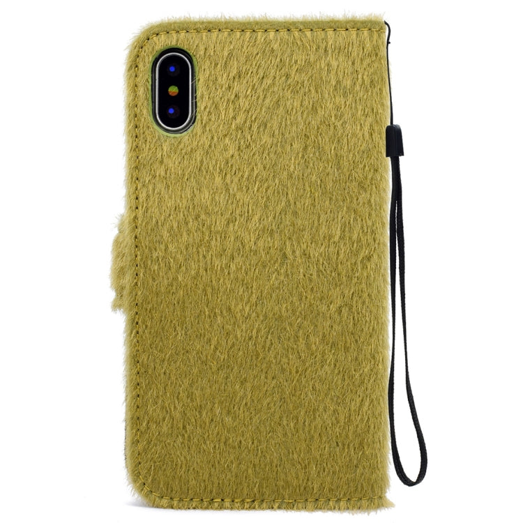 For iPhone X / XS Flowers Diamond Encrusted Horizontal Flip Plush Protective Back Cover with Holder & Card Slots & Wallet & Lanyard