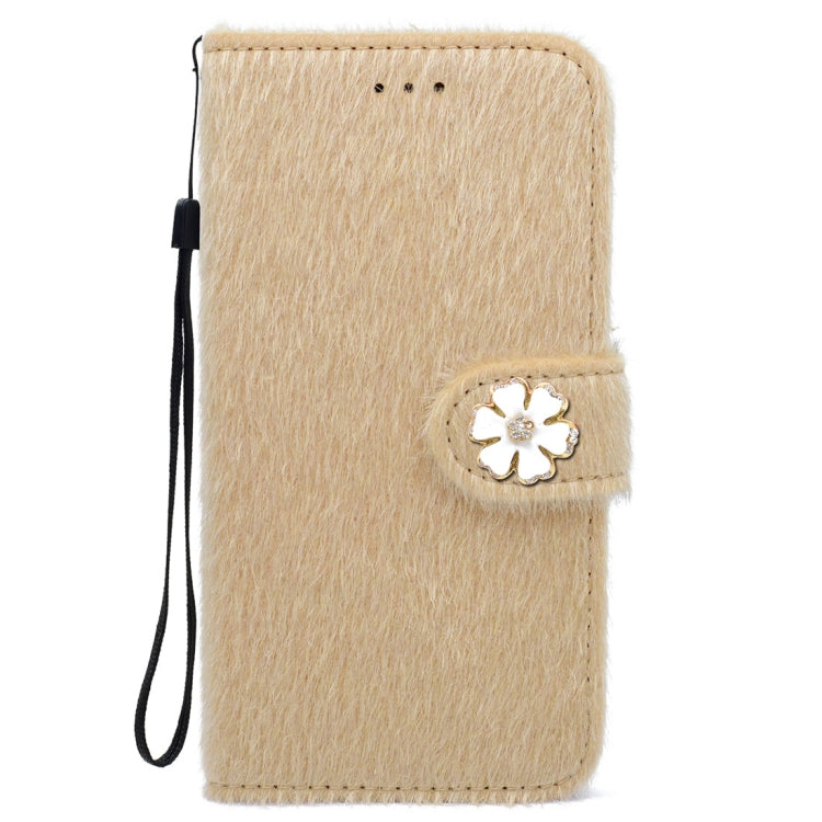 For iPhone X / XS Flowers Diamond Encrusted Horizontal Flip Plush Protective Back Cover with Holder & Card Slots & Wallet & Lanyard