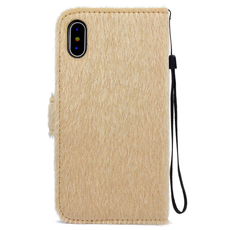 For iPhone X / XS Flowers Diamond Encrusted Horizontal Flip Plush Protective Back Cover with Holder & Card Slots & Wallet & Lanyard