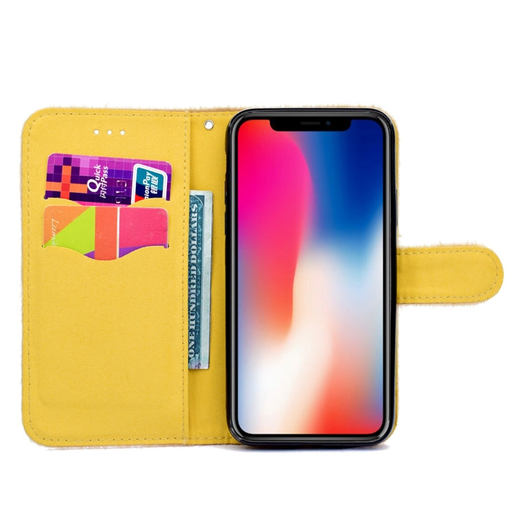 For iPhone X / XS Flowers Diamond Encrusted Horizontal Flip Plush Protective Back Cover with Holder & Card Slots & Wallet & Lanyard