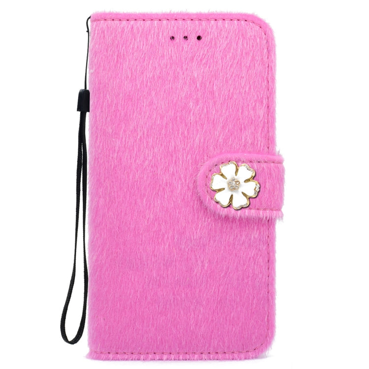 For iPhone X / XS Flowers Diamond Encrusted Horizontal Flip Plush Protective Back Cover with Holder & Card Slots & Wallet & Lanyard