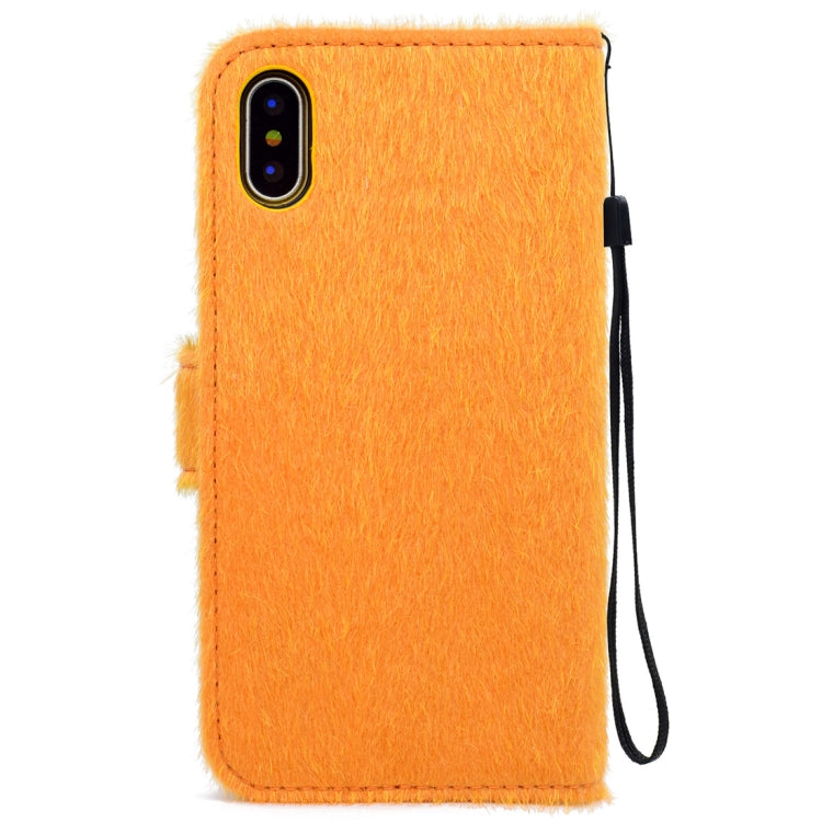 For iPhone X / XS Flowers Diamond Encrusted Horizontal Flip Plush Protective Back Cover with Holder & Card Slots & Wallet & Lanyard
