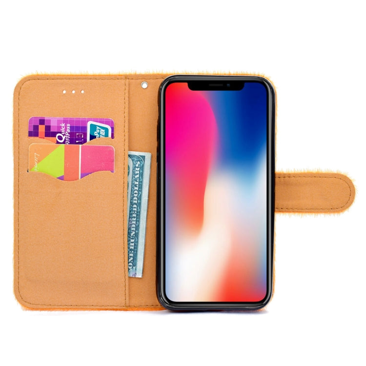 For iPhone X / XS Flowers Diamond Encrusted Horizontal Flip Plush Protective Back Cover with Holder & Card Slots & Wallet & Lanyard