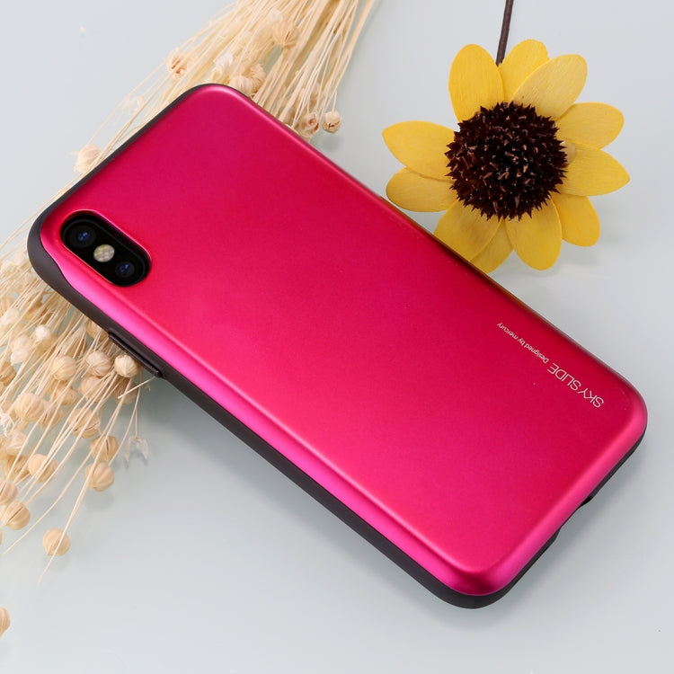 For iPhone X / XS GOOSPERY TPU + PC Sky Slide Bumper Protective Back Case with Card Slots