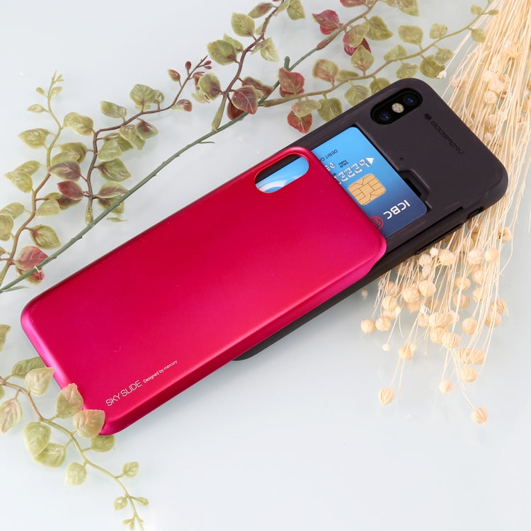 For iPhone X / XS GOOSPERY TPU + PC Sky Slide Bumper Protective Back Case with Card Slots