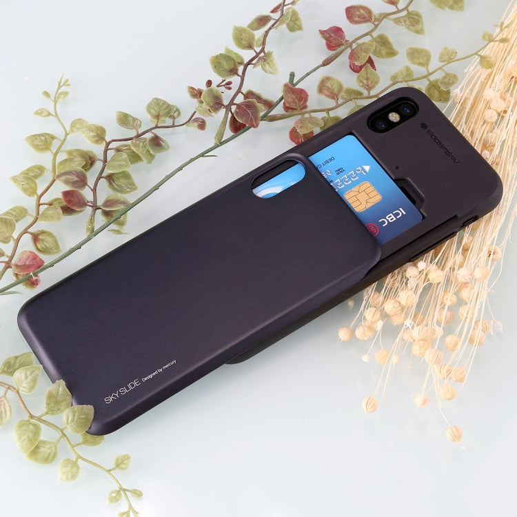 For iPhone X / XS GOOSPERY TPU + PC Sky Slide Bumper Protective Back Case with Card Slots