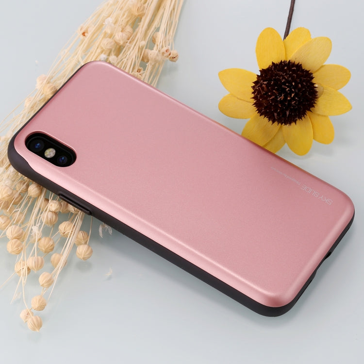 For iPhone X / XS GOOSPERY TPU + PC Sky Slide Bumper Protective Back Case with Card Slots