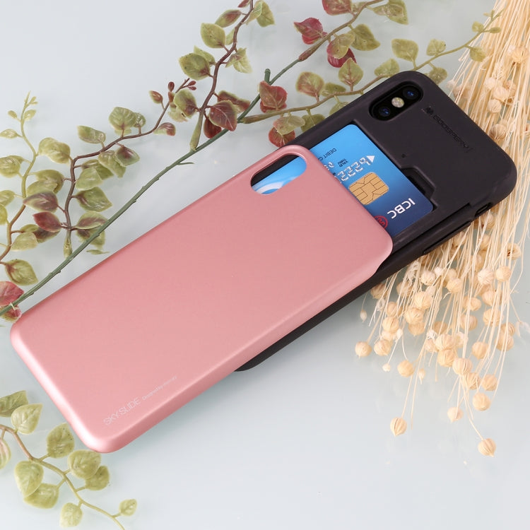 For iPhone X / XS GOOSPERY TPU + PC Sky Slide Bumper Protective Back Case with Card Slots