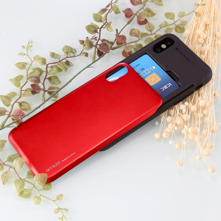 For iPhone X / XS GOOSPERY TPU + PC Sky Slide Bumper Protective Back Case with Card Slots