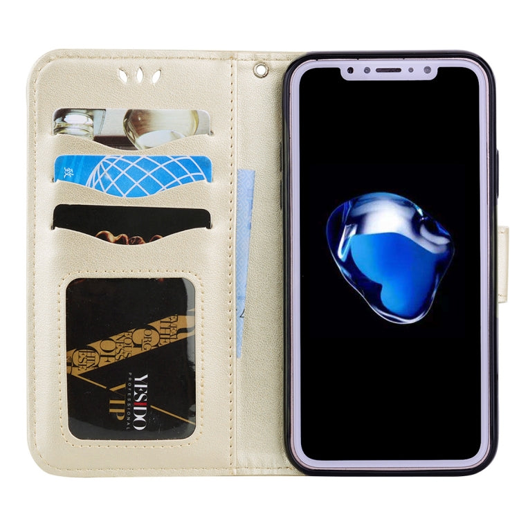 For iPhone X / XS Pressed Flowers Butterfly Love Pattern Horizontal Flip Leather Case with Holder & Card Slots & Wallet & Lanyard & Photo Frame
