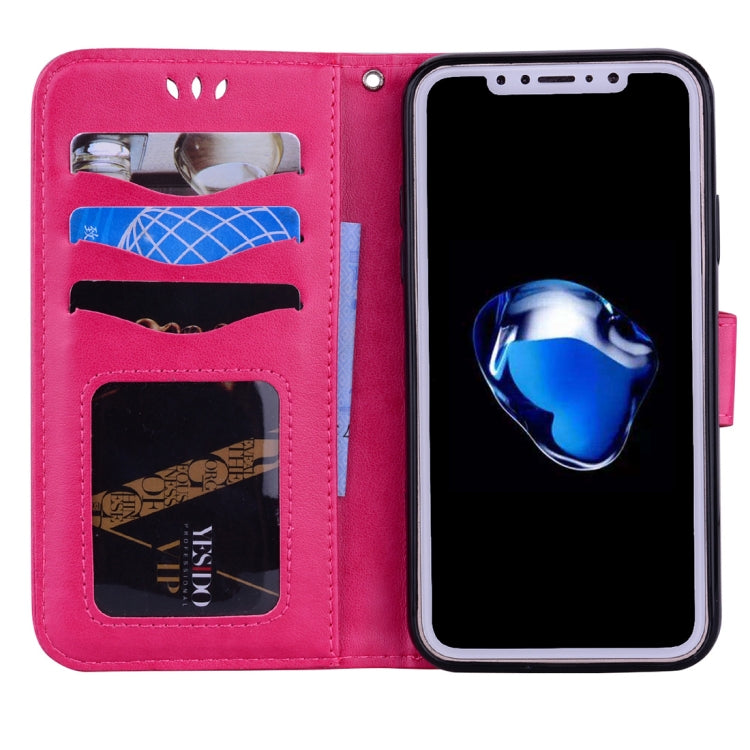 For iPhone X / XS Pressed Flowers Butterfly Love Pattern Horizontal Flip Leather Case with Holder & Card Slots & Wallet & Lanyard & Photo Frame