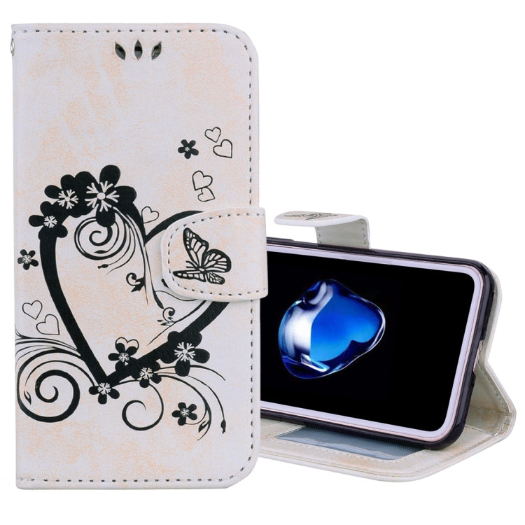 For iPhone X / XS Pressed Flowers Butterfly Love Pattern Horizontal Flip Leather Case with Holder & Card Slots & Wallet & Lanyard & Photo Frame